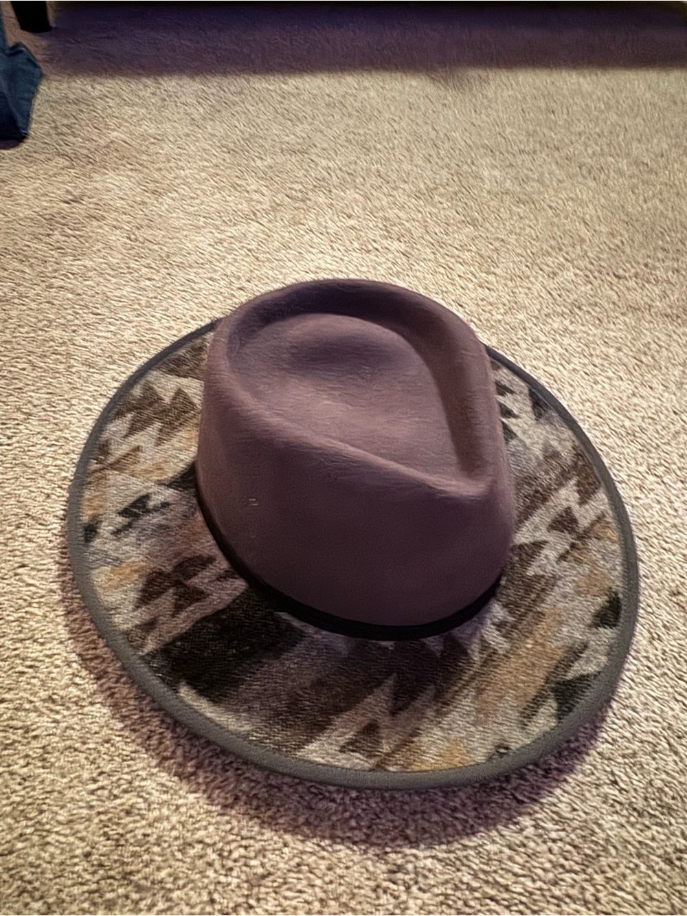 ADORA Purple Felt Fedora Hat with Black Trim